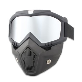 Nicheez Airsoft Full Face Mask Touring Goggles Removable (Silver)
