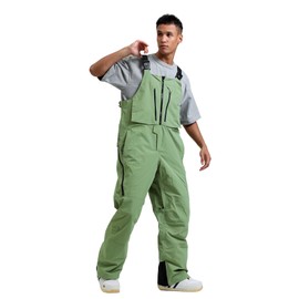 GSOU SNOW Mens Ski Bibs Women Snowboard Pants Bib Snow Insulated Overalls Waterproof Windproof Winter Warm Sport Light Green XL