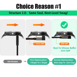 AGVEE 6.6ft Charger Cable for Garmin Watch, L-Shape Angled 90 Degree Braided Charging Cord for Fenix, Vivoactive, Instinct, Venu, Tactix, Forerunner, Approach, D2, Venu, Quatix, Black