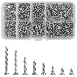 800 Pieces M2 Screws Set, Stainless Steel Self-Tapping Screws, Phillips Screws Set, Wood Thread Screw Set, Flat Head Self-Tapping Screws Kit with Storage Box, 4-20 mm
