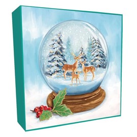 Box of 6 Snow Globe with Deer Luxury Hand-Finished Christmas Cards Card Boxes XLSB083