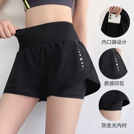 Women's Faux Two-Piece Swim Trunks: Anti-Exposure, Quick-Dry, Double-Layer for Water Activities with a Premium Feel Aqua Black + 2XL [72.50 Kg-80.00 Kg] 5ea