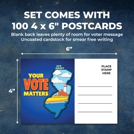 Pink Pixie Studio Postcards to New Jersey Voters 4 x 6 Bulk for Message to Encourage Voting Political Issues No Smear Go Vote Made in the USA