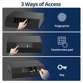 NIANPU NIANPU Gun Safe for Handgun,Biometric Gun Safe for Pistols,Quick-Access Firearm Safety Fingerprint/Key Pad/Key Gun Lock Box for Home Bedside Nightstand Car