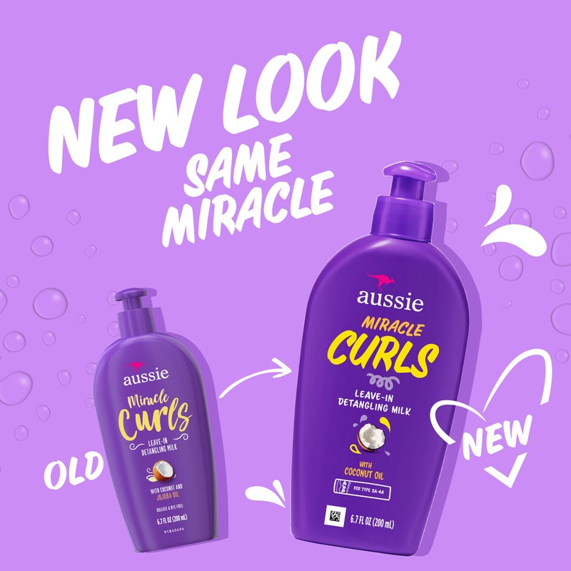 Aussie Miracle Curls with Coconut Oil, Paraben Free Detangling Milk
