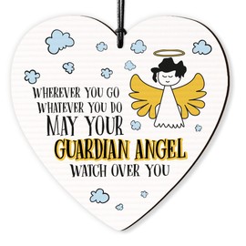 Dorothy Spring May Your Guardian Angel Watch Over You Inspirational Spiritual Gift Wooden Heart Sign Plaque
