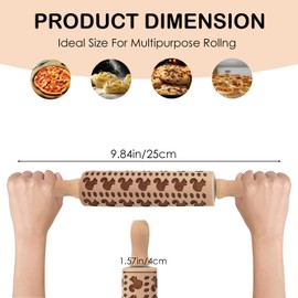 Embossed Rolling Pin with Cute Squirrel Pattern, Wooden Pastry Roller for Baking Cookie Dough, Crusts, Pies and Pastries