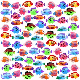 72Pcs Plastic Fish Toys, Tropical Fish, Mini Plastic Fish, Toy Fish Set for Children's Party Supplies and Decoration