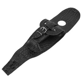 FUZHUI Motorcycle PU Leather Fuel Pad with Pouch - Install for Bikers (Black Crocodile)