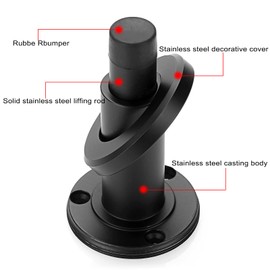 IGNPION Adjustable Door Stop Heavy Duty Stainless Steel Door Stopper Adjustable Length Wall Mounted Door Holder Stop with Rubber Buffer, Black