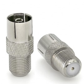 2pcs F-Type PAL TV Coaxial Connector, 50 Ohm F Female to PAL Female Antenna Adapter for TV, CATV, Radio, Coaxial Cable