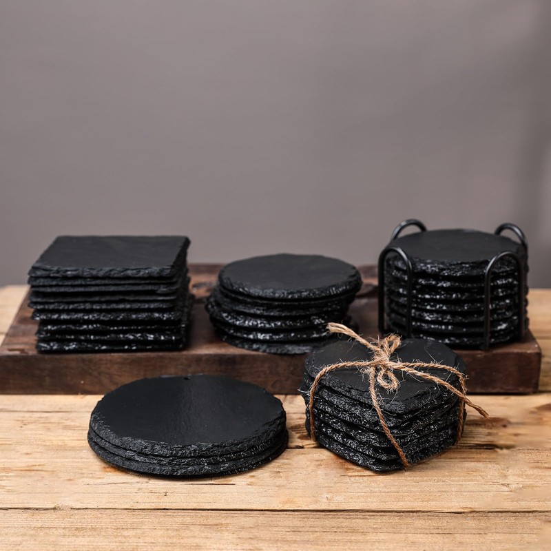 Tcrogsciss Round Slate Cheese Board 24 x 24 cm