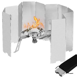 Adiwo Stove Windshield, Outdoor Camping Windshield, 12 Panels Foldable and Removable Aluminum Cooker Windshield, Suitable for Camping Kitchen Gas Stove Protection