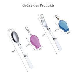 ENLACE Folding Forks and Spoon Set, Foldable Spoon and Fork Set 304 Stainless Steel with Two Plastic Containers for Travel, Camping, Thermos, Picnic, Other Outdoor Activities