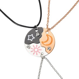 Best Friends BFF Necklaces for 3 Friendship Besties Gifts for Best Friend Anniversary Birthday Gifts for Women Girls Soul Sisters Graduation Gifts for Friends Female 3 Pcs Matching Friendship Necklace
