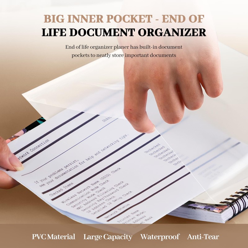 End of Life Planner Organizer Notebook with Pocket for Documents,