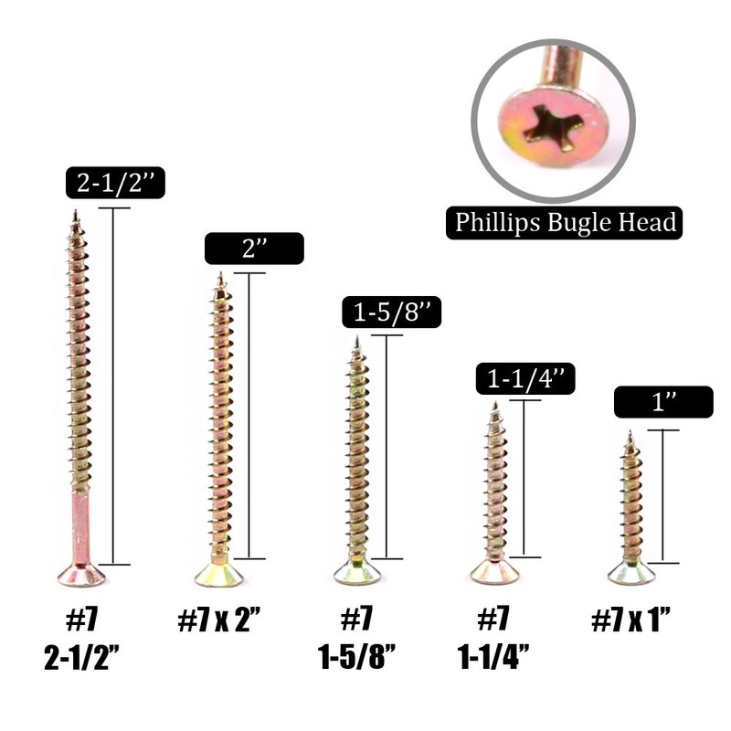 Hilitchi 250-Pcs #7 Phillips Bugle Head Coarse Thread Drywall Screw