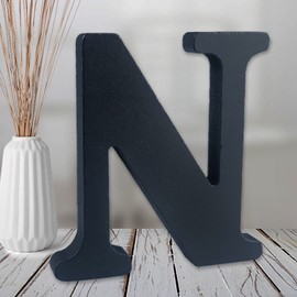 AOCEAN 6 inch Black Wood Letters Unfinished Wood Letter for Wall Decorative Standing Letters Slices Sign Board Decoration for Craft Home Party Projects (N)