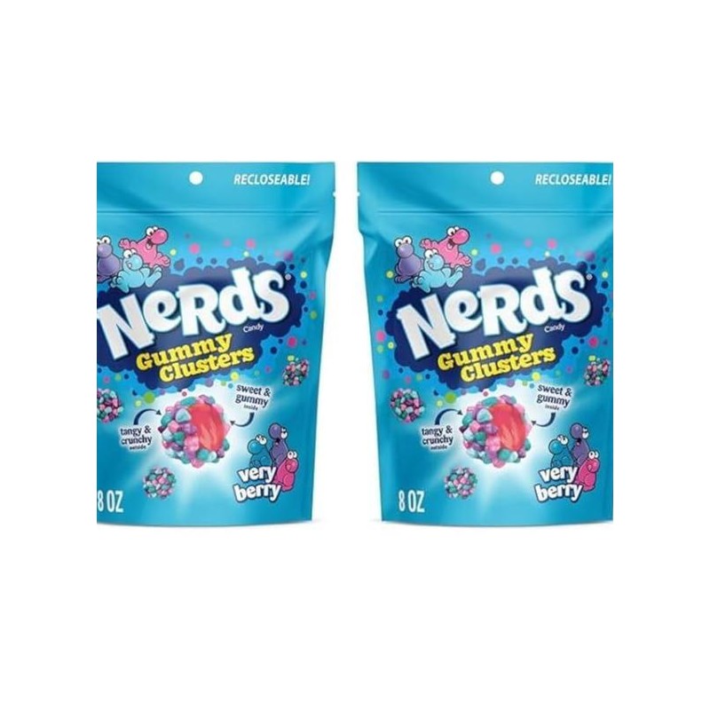 Nerds Gummy Clusters Candy, Very Berry, Resealable 18.5 Ounce Big