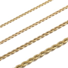 RWQIAN Kordelkette Herren goldkette Edelstahl verdrehte kette 2.5mm Damen Halskette 55CM