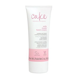 Cake Beauty - Crema de manos de terciopelo, hecha con leche, calmante y ligera, concentrado de extracto de avena, extracto de raíz de malvavisco y manteca de karité, crema de manos de tamaño de viaje,