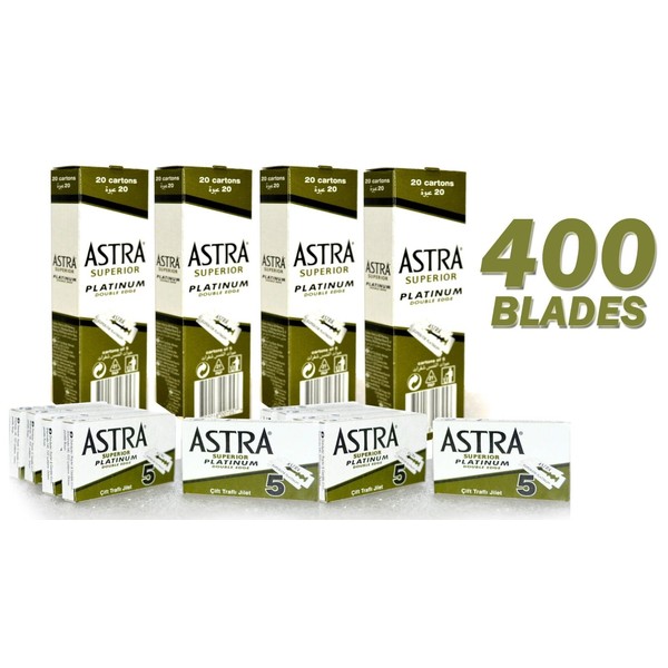 400 ASTRA Superior Platinum Double Edge Shaving Safety Razor Blades