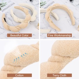 Amariver Spa Headband for Women - Skincare and Make Up Hair Band, Terry Cloth, Puffy Face Wash Headband for Girls