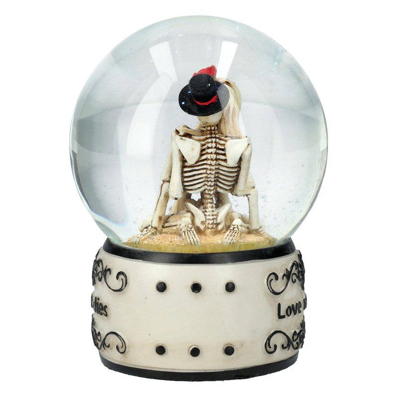 Romantic Skeleton Bride and Groom Snow Globe 13.5 cm -