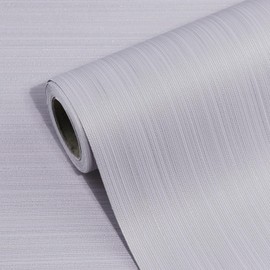 HorryHaus Grasscloth Peel and Stick Wallpaper Textured Fabric Contact Paper Faux Linen Self-Adhesive Waterproof Vinyl Wall Paper for Cabinet, Shelf Linen, Bathroom, Bedroom Silver Grey 15.7"x118"