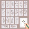 18Pcs Crafting Stencils Reusable, Wildflower Stencils for Painting, Large Flower