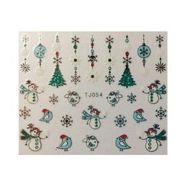 Gold and Silver Christmas Trees Snowflakes Bauble Bird Nail Art Stickers Tj054 Silver Nail Wraps Art Stickers Manicure Supplies for Women for Home Nails Full Long Lasting Easy Apply and Remove