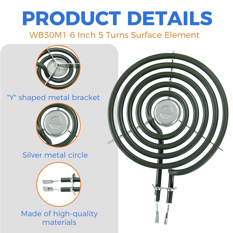 Upgraded WB30M1 Electric Stove Burner ERS30M1 Replacement for 6 Inch