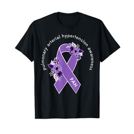 Pulmonary Arterial Hypertension PAH Awareness Ribbon Floral T-Shirt