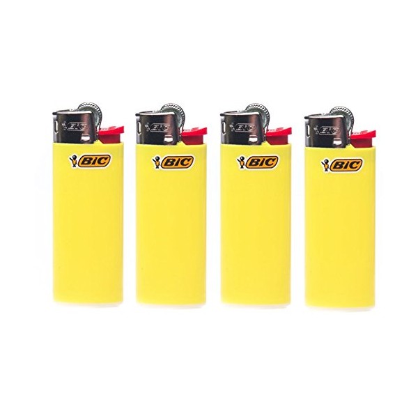 BIC Lot of 4 Mini Sunshine Yellow Lighters New