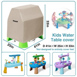 QUYCIFYUS Kids Water Table Cover Suitable for Rain Showers Splash Pond Water Table，Waterproof and Dustproof UV Protection Outdoor (Cover Only) (Khaki)