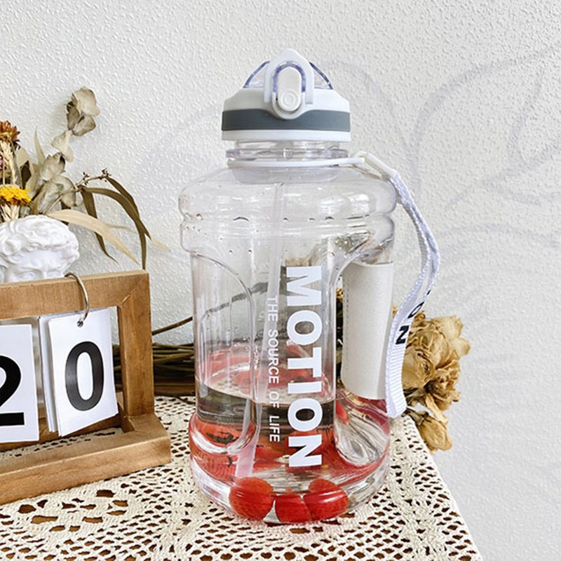 1500ml Large Capacity Sports Water Bottle Portable Scale Marking Poping