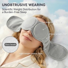 Weighted Sleep Mask with Gentle Pressure | Lightweight, Soft, Breathable & Skin-Friendly | Perfect Blackout for Deep Sleep, Travel, Meditation & Yoga – Washable & Portable (Light Gray, Classic)