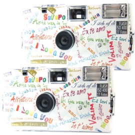 2 x 1A Photo PORST Disposable Camera / Wedding Camera / Party Camera TopShot I Mog di White (27 Photos Each with Flash)