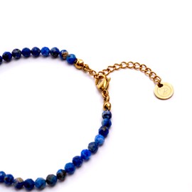 Bergerlin Genuine Natural Stone Pearl Bracelet with 925 Sterling Silver Pearl or Gold-Plated Pearl - Faceted with Clasp - with Certificate of Authenticity, Gold - 18,5+4cm