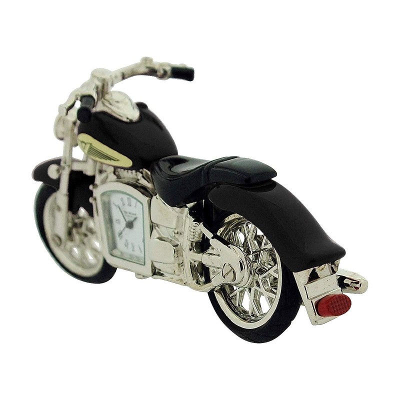 W M Widdop Miniature Clock - Black Motorcycle in Indian