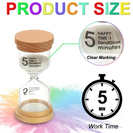 PATIKIL 5 Minute Sand Timer, Wooden Sand Watch High Borosilicate Glass Sandglass Sand Clock for Games, Classroom, Kitchen, Office, Home Decoration, White