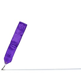 Danzcue Dance Satin Worship Gym Rhythmic Art Ballet Streamer with Twirling Rod, Deep Purple, 12 Feet