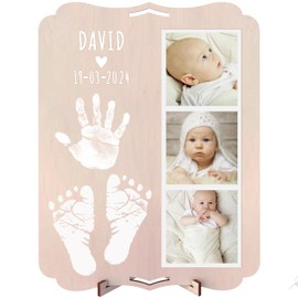 nagu® Baby Gifts Wooden Footprints for Newborn Baby Footprints Footprints Handprints Frame Newborn Baby Kids Birth Decoration
