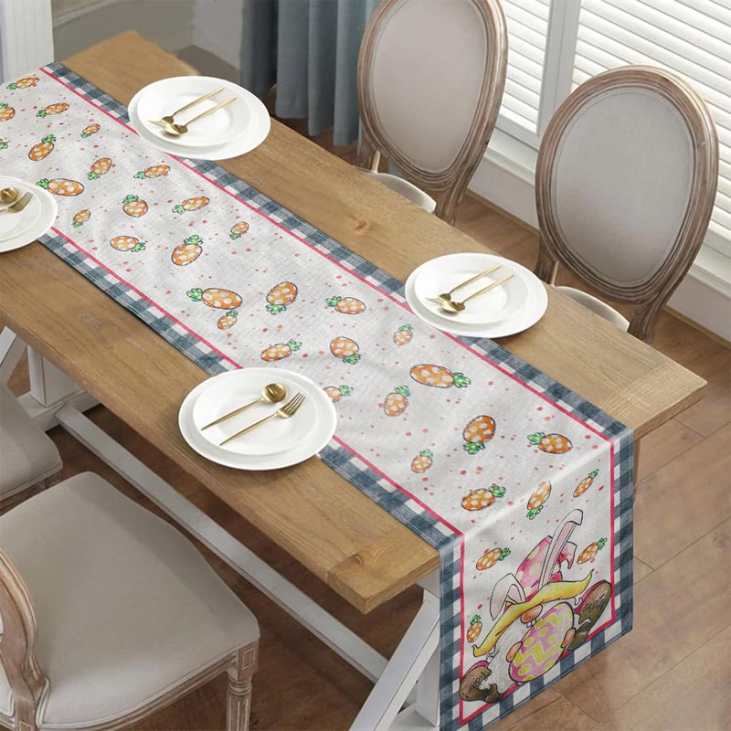 Everpwr Carrots Rabbit Bunny Happy Easter Eggs Table Runner, Spring