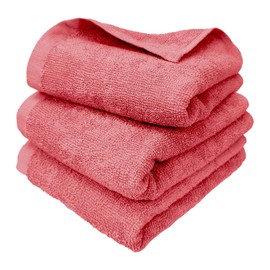 8 Year Towel, Face Towel, 13.4 x 33.5 inches (34 x 85 cm), 100% Cotton, Thin, Quick Drying, Highly Absorbent, Durable, No Bulk, Cherry, Set of 3