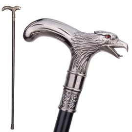 36" Red-Eyed Eagle Head Metal T-Handle Gentleman's Walking Stick,Accessory for Everyday Use,Drama,Wizarding Cosplay,Stage Prop