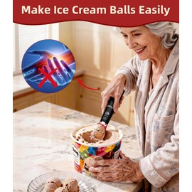 NISSYO.AM Heated Ice Cream Scoop Rechargeable, Electric Ice Cream Scooper with Removable Battery &Drip-Proof Stand, OneTouch 3 Fast Heating Levels, IP68 Waterproof, Food-Grade Metal for Hard Ice Cream