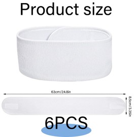 6 Pcs Headband for Washing Face, Makeup Headband, Facial Headband, Hair Band for Washing Face, Adjustable Skincare Hair Band for Washing Face,Bath,Sport&Yoga（White）