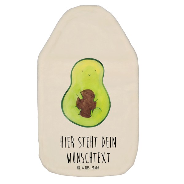 Mr. & Mrs. Panda Personalised Hot Water Bottle Avocado with Core - Personalised Gifts, Plant, Veggie, Healthy, Fruit, Avocado Core, Saying Life, Happy, Hot Water Bottle with Name