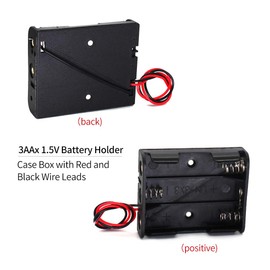 MulticoloredLED 4 x 1,5 V AA Clip de Resorte de batería Caja de Almacenamiento de plástico 4 Ranuras x 1,5 V AA Soporte de batería Negro Rojo Cables, Negro